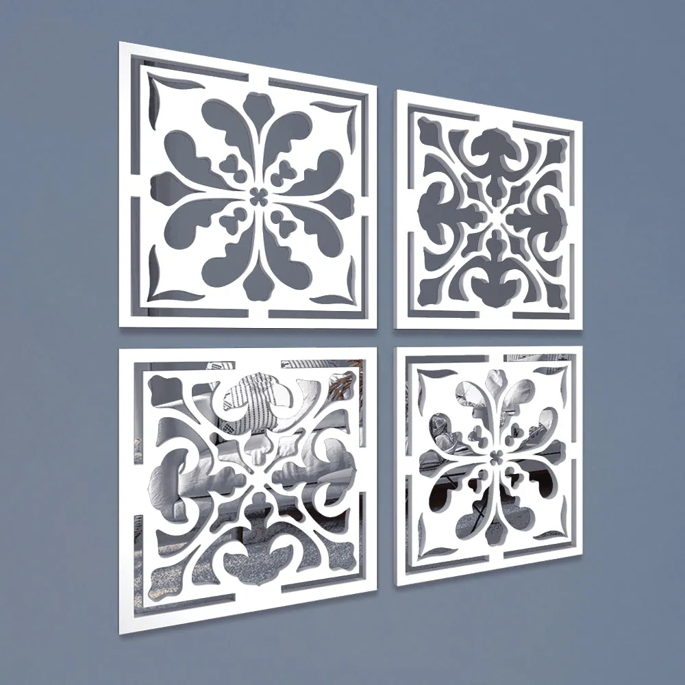 Traditional Floral Mirror Wall Art- Set of 4