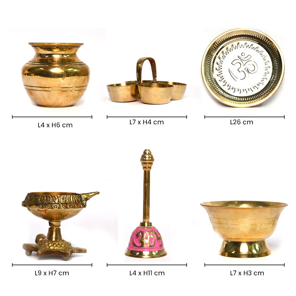 Traditional Handcrafted Glossy Brass Pooja Thali Set Of 1
