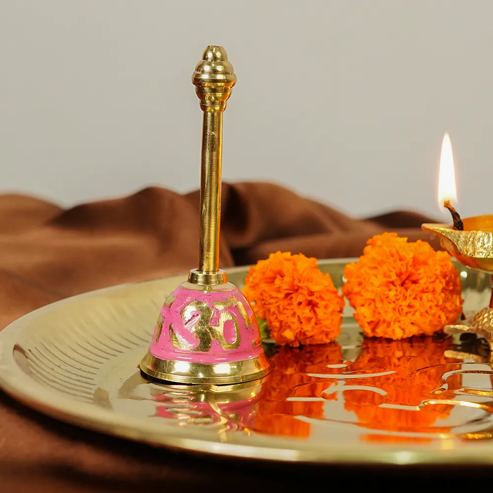 Traditional Handcrafted Glossy Brass Pooja Thali Set Of 1