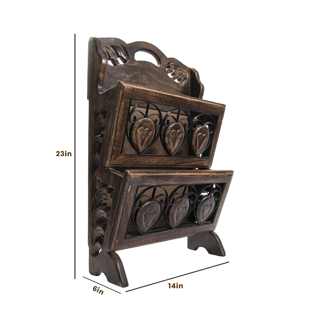 Traditional Handcrafted Iron & Wooden Magazine Holder