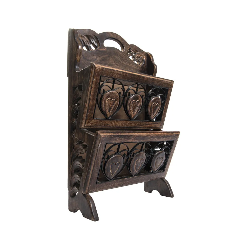 Traditional Handcrafted Iron & Wooden Magazine Holder