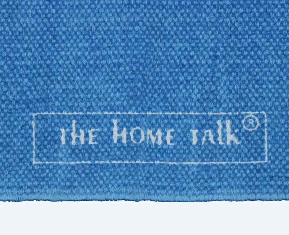 Traditional Motif Cotton Non-Slip Blue Exercise Mat / Yoga Mat- 2x6 ft