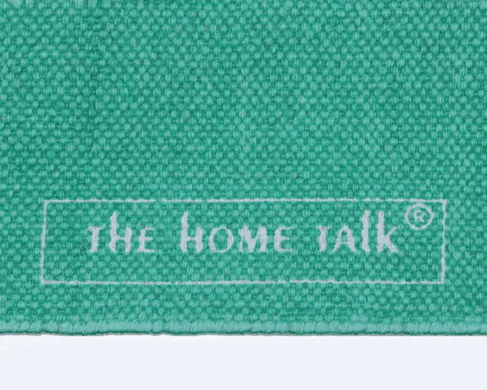 Traditional Motif Cotton Non-Slip Green Exercise Mat / Yoga Mat- 2x6 ft