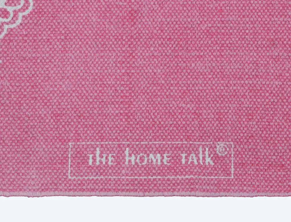 Traditional Motif Cotton Non-Slip Pink Exercise Mat / Yoga Mat- 2x6 ft