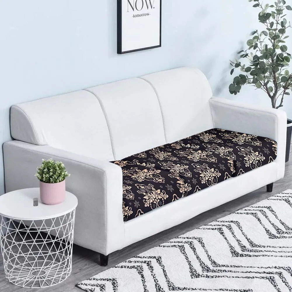 Traditional Motif Strechable Black Sofa Seat Cover Set of 2/4/6/8 Pack of 2