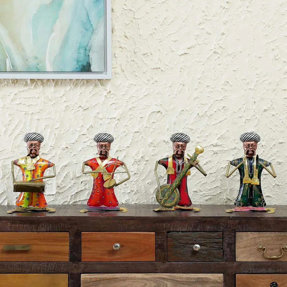 Traditional Musicians Rajasthani Art Table Accents Set Of 4