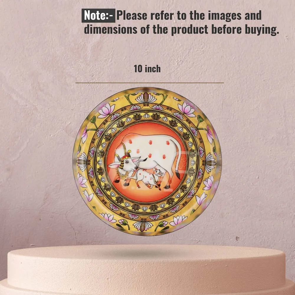 Traditional Pichwai Art Metallic Wall Plate Set of 4