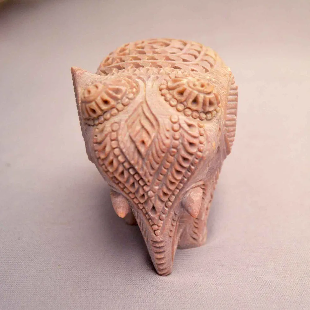 Traditional Rajasthani Elephant Statue in Soapstone