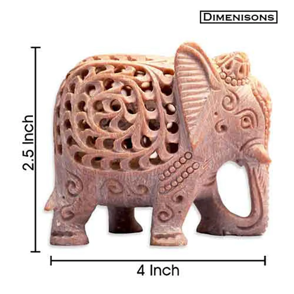 Traditional Rajasthani Elephant Statue in Soapstone