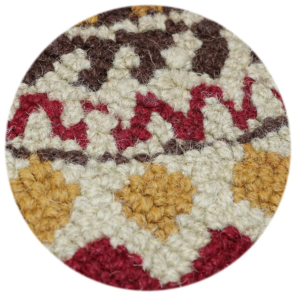Traditional Round Designer Red & Yellow Hand Tufted Woolen Area Carpet