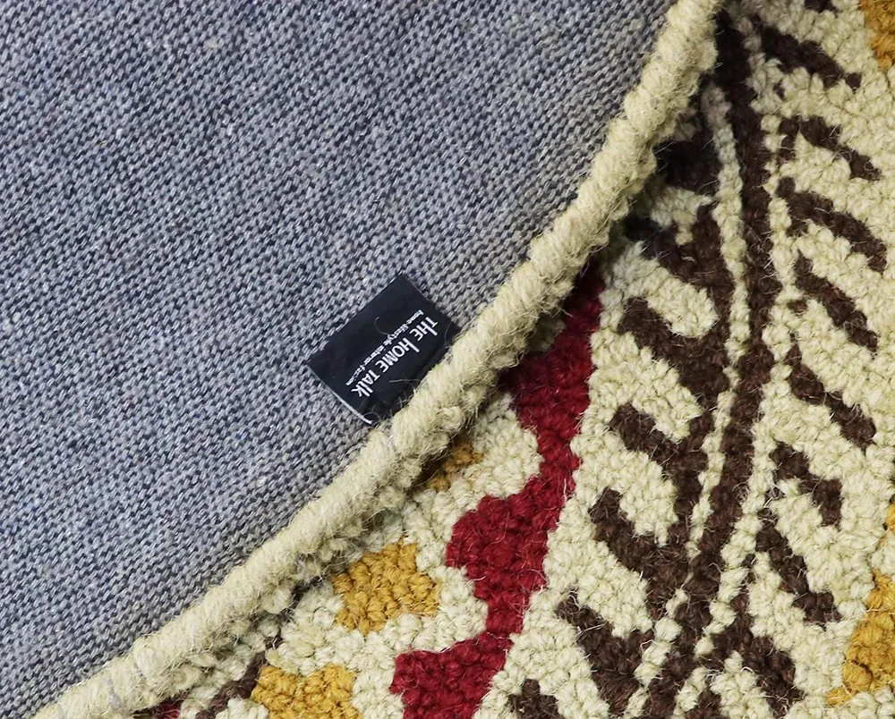 Traditional Round Designer Red & Yellow Hand Tufted Woolen Area Carpet