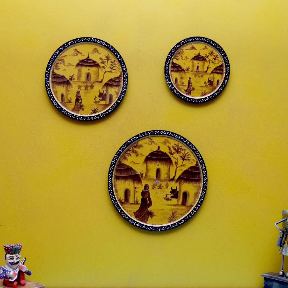 Traditional Village Decorative Set of 3 Wallplates