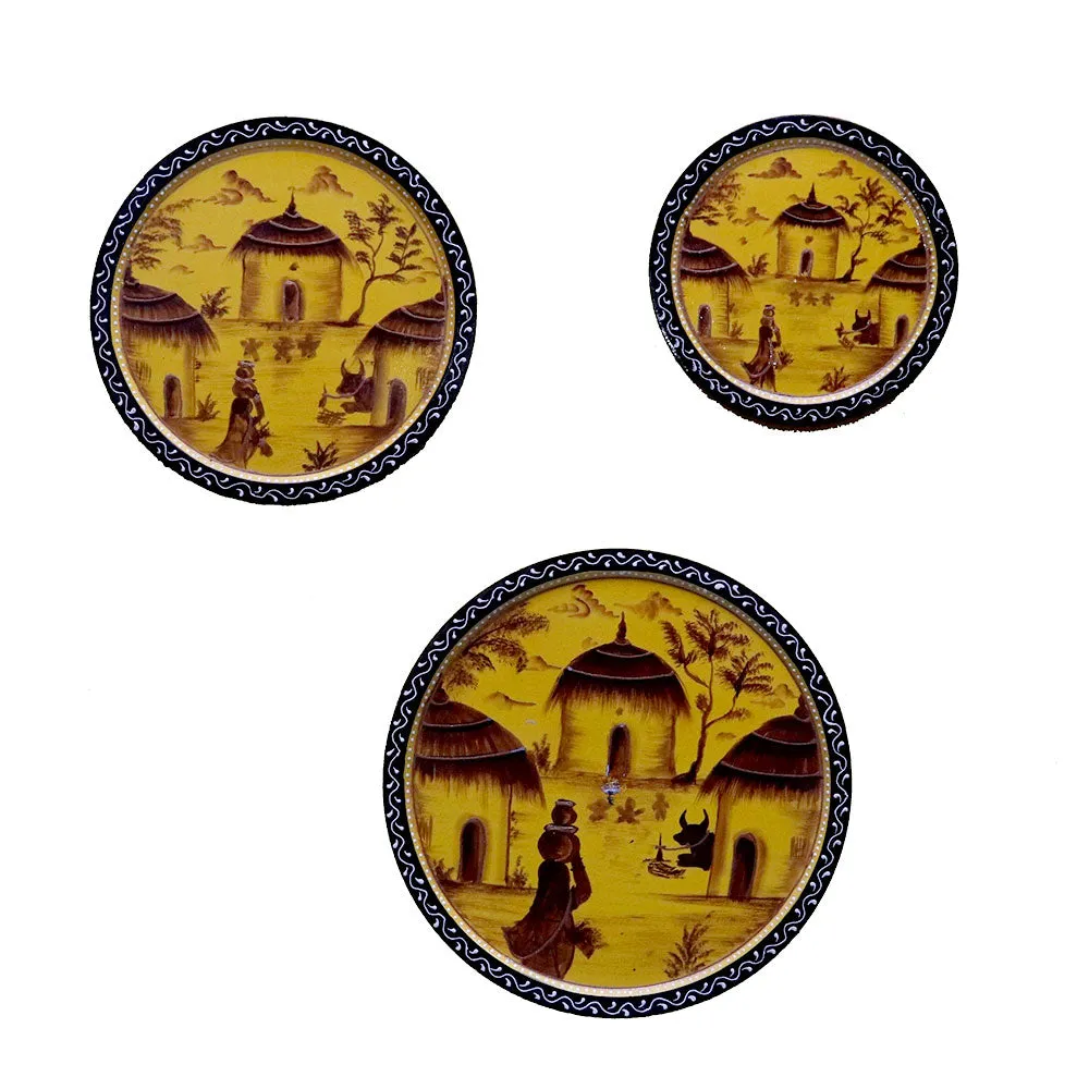 Traditional Village Decorative Set of 3 Wallplates