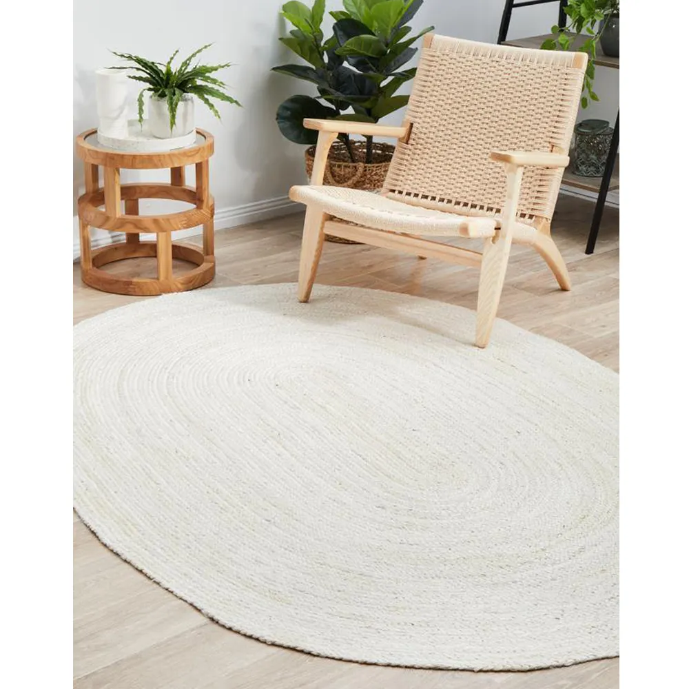 Traditional White Oval Jute RUG S (4*6ft)