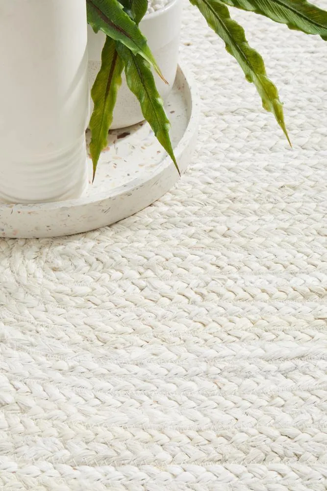 Traditional White Oval Jute RUG S (4*6ft)