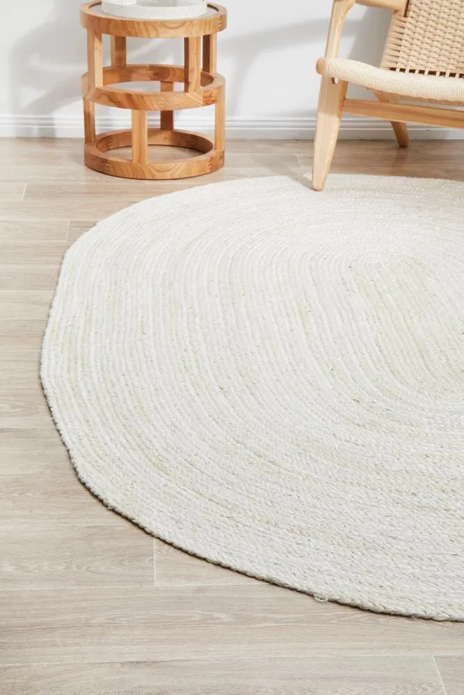 Traditional White Oval Jute RUG S (4*6ft)