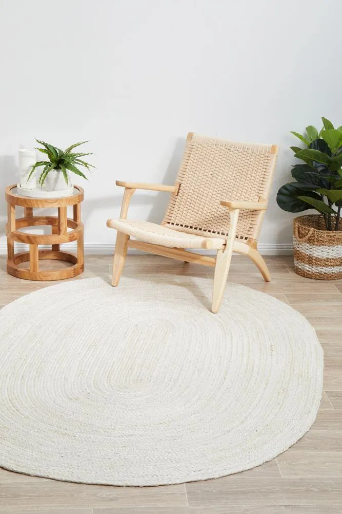 Traditional White Oval Jute RUG S (4*6ft)