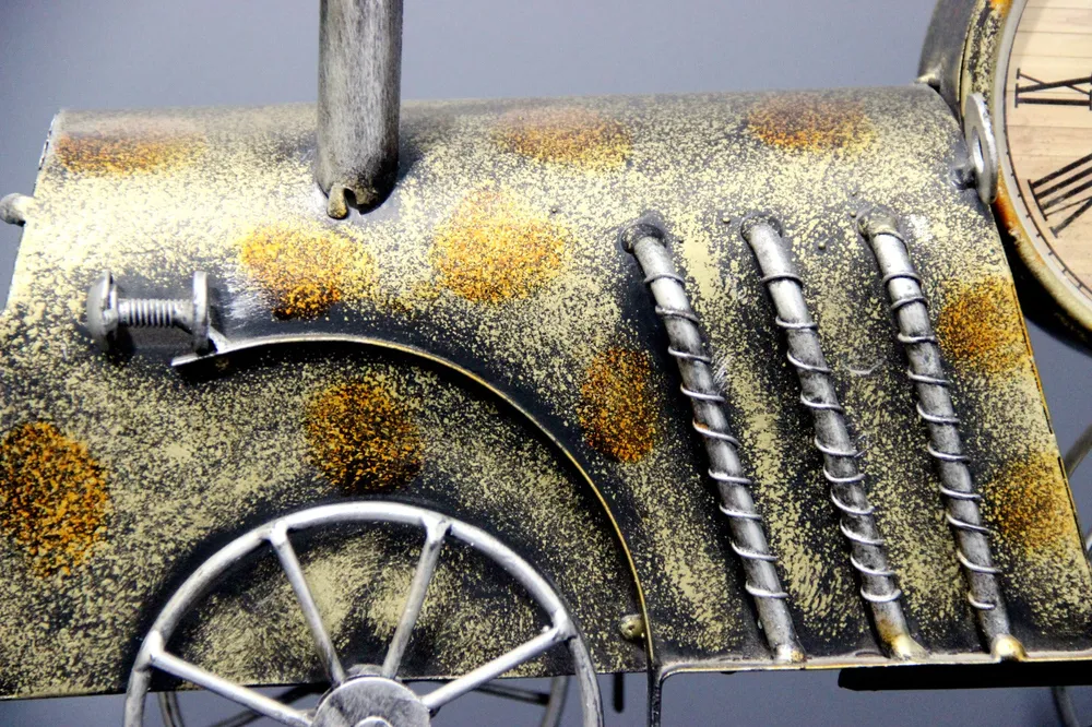 Train Engine Metal Table Clock in Antique Finish Single Piece