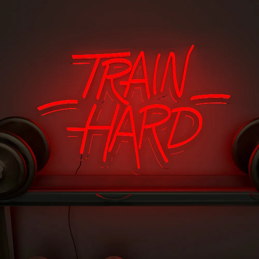 Train Hard' LED Neon Light for Gym Wall Decor Blue
