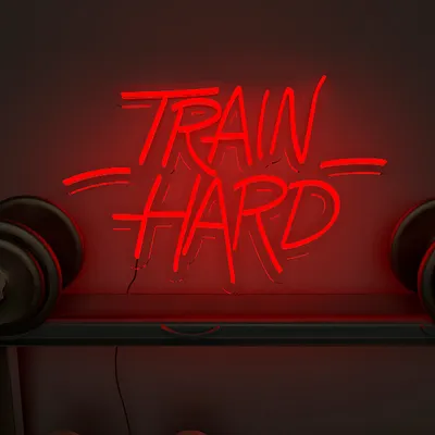 Train Hard' LED Neon Light for Gym Wall Decor