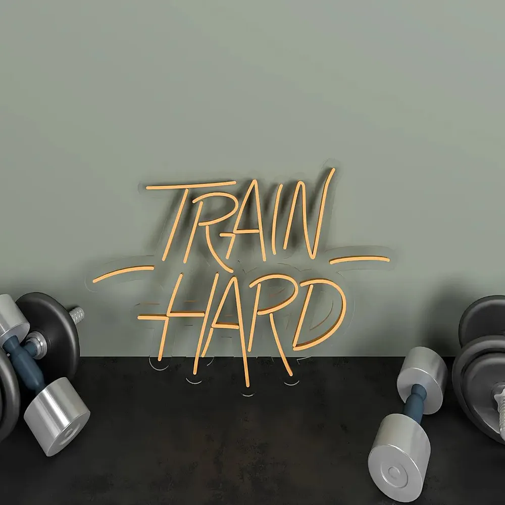 Train Hard' LED Neon Light for Gym Wall Decor Blue