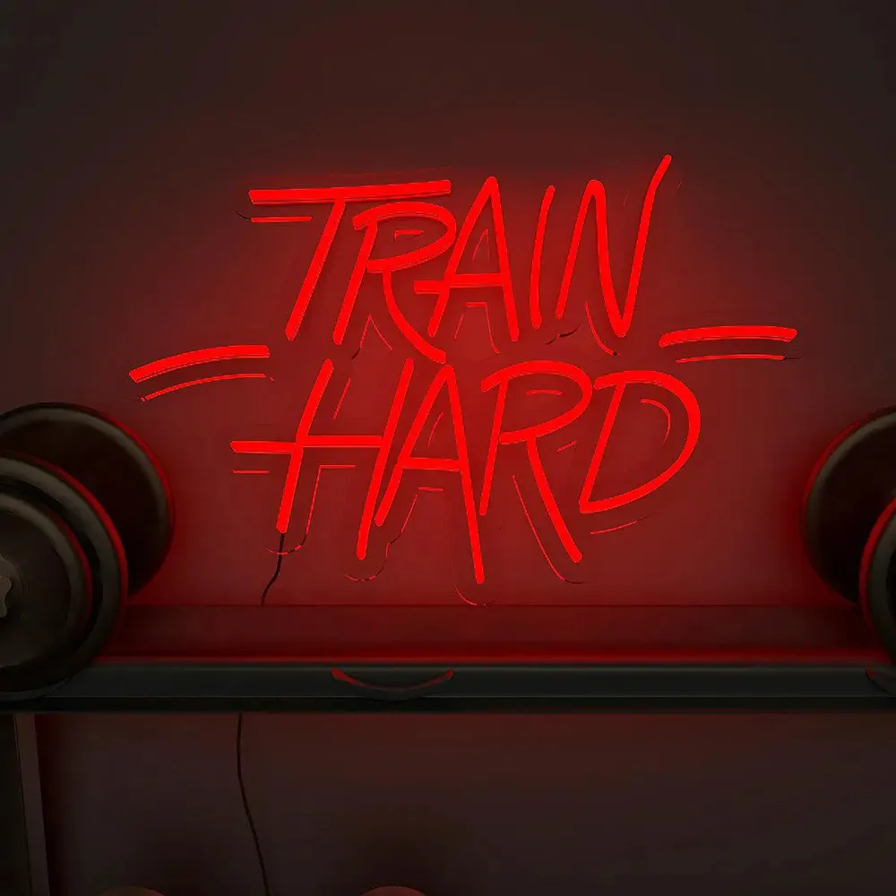 Train Hard' LED Neon Light for Gym Wall Decor Blue