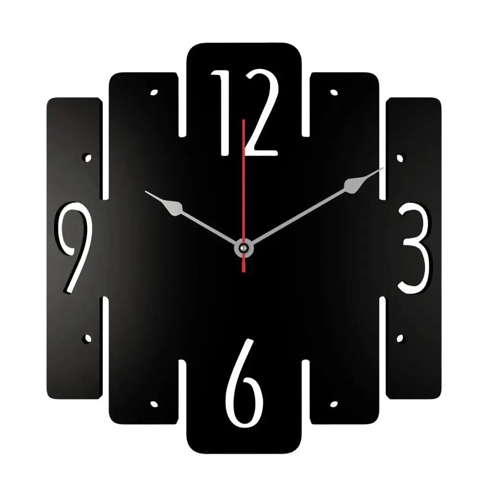 Trapezium Shape in Black Color Wooden Wall Clock
