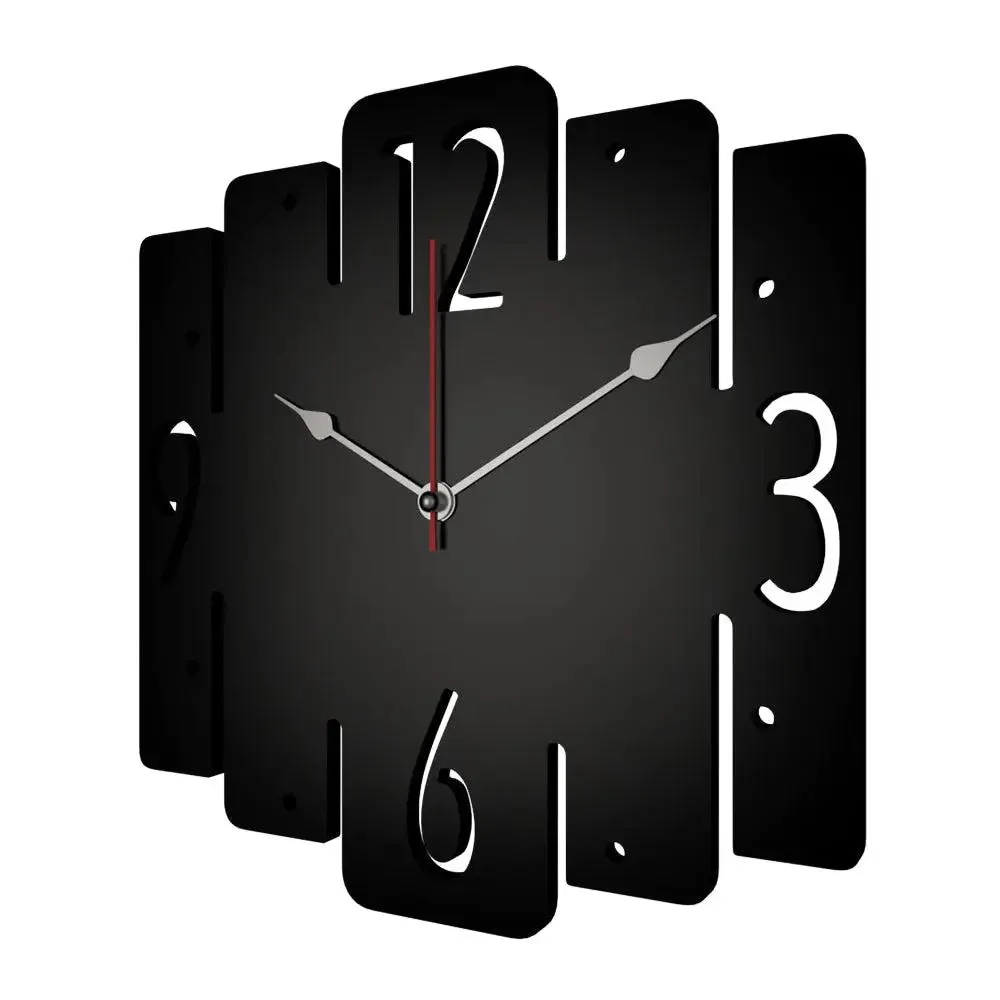 Trapezium Shape in Black Color Wooden Wall Clock