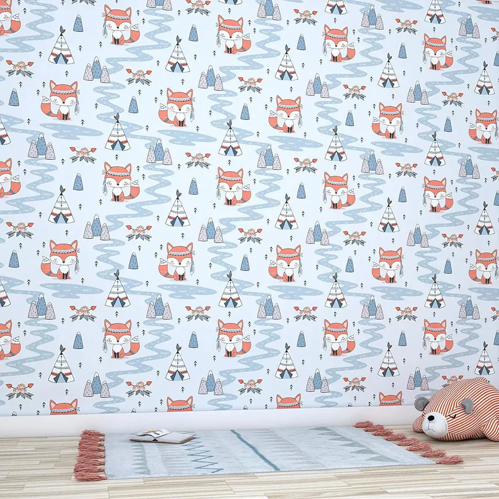 Travelling Fox Kids Self Adhesive Wallpaper