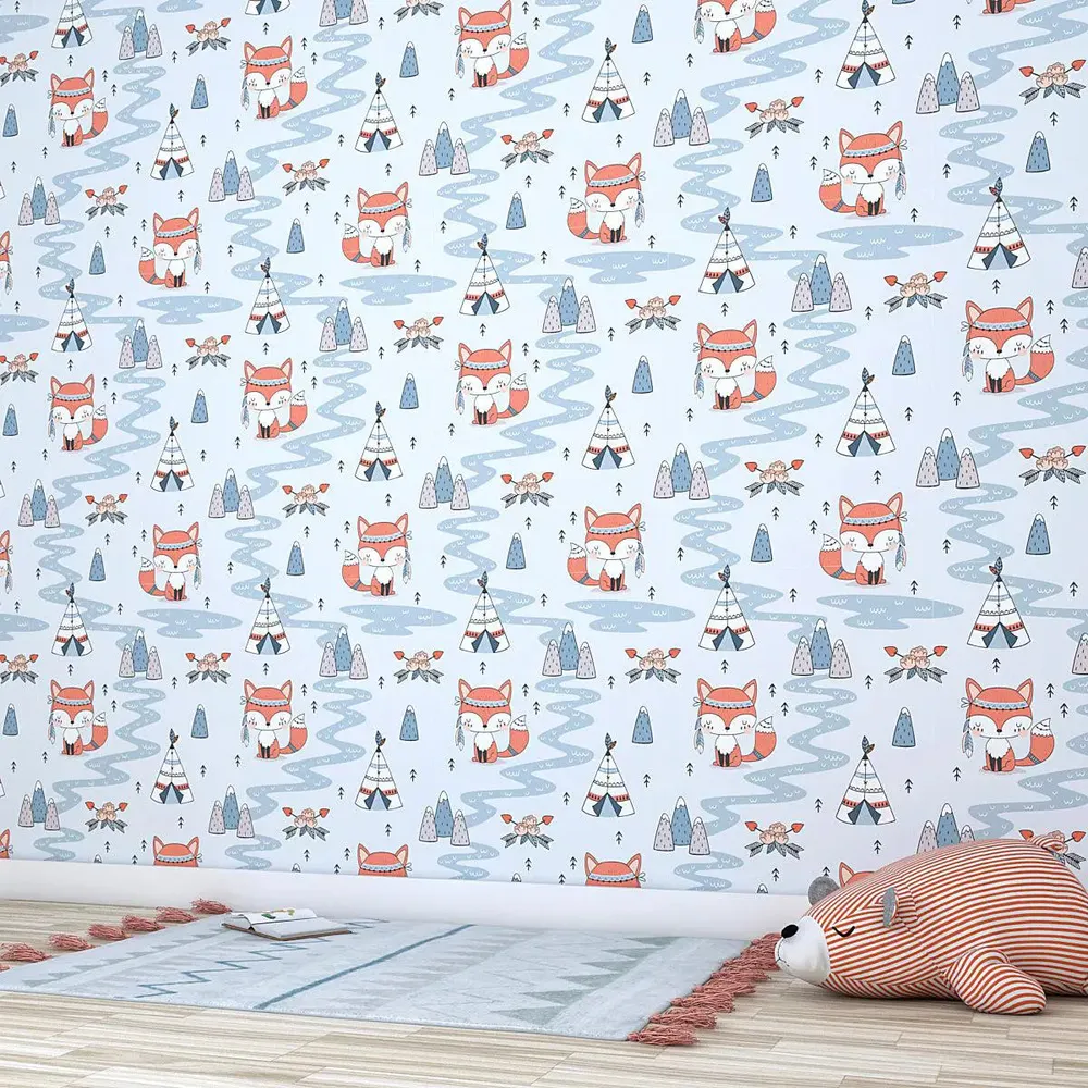 Travelling Fox Kids Self Adhesive Wallpaper
