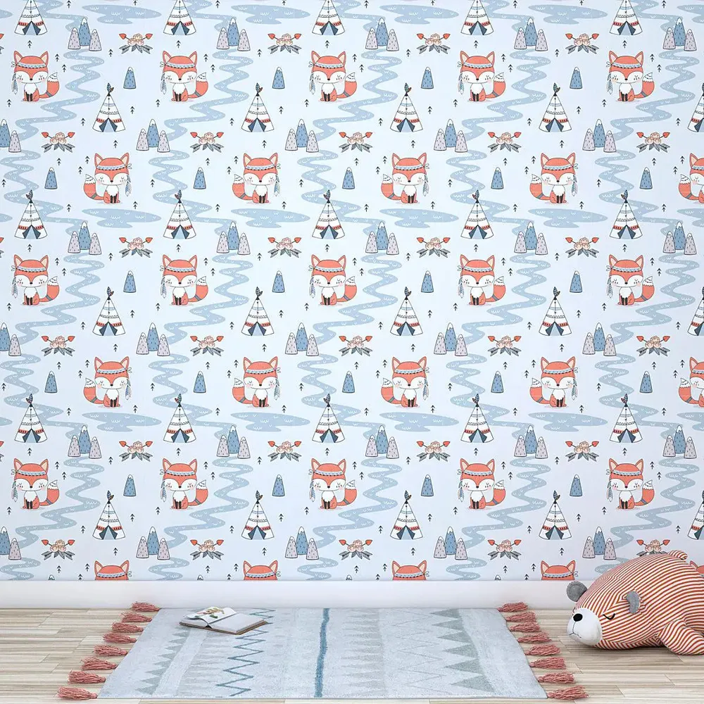 Travelling Fox Kids Self Adhesive Wallpaper