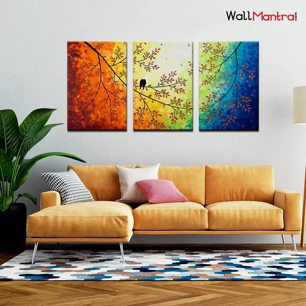 Tree Branch Wall Art Wooden Framed 3 Pieces Canvas Painting