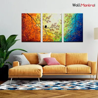 Tree Branch Wall Art Wooden Framed 3 Pieces Canvas Painting
