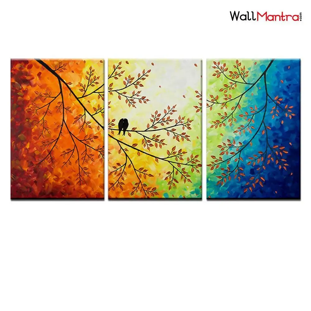 Tree Branch Wall Art Wooden Framed 3 Pieces Canvas Painting
