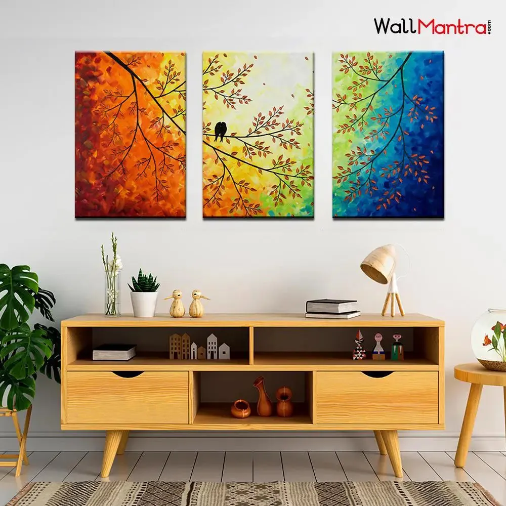 Tree Branch Wall Art Wooden Framed 3 Pieces Canvas Painting