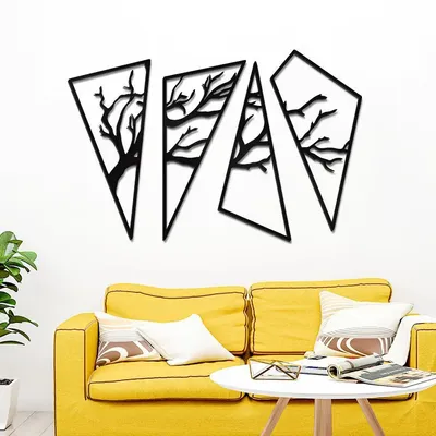 Tree in Modern Shape Black Color Design Wooden Wall Hanging
