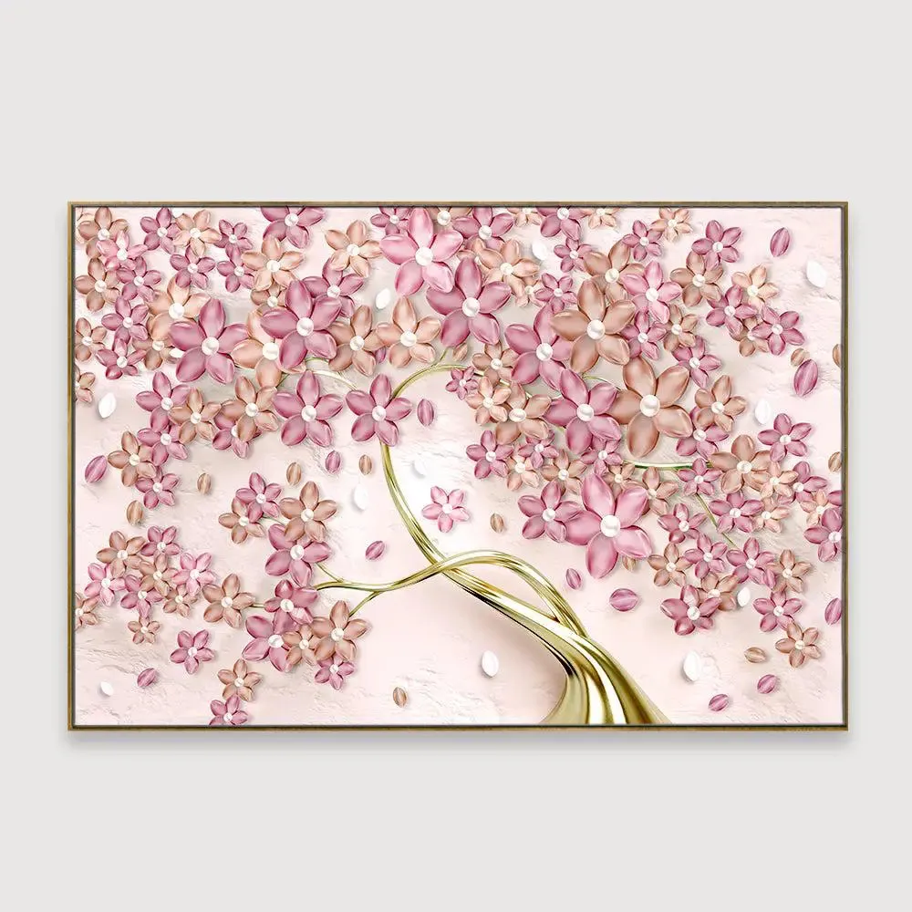Tree Of Dreams Pink Landscape Canvas Wall Painting With Frame