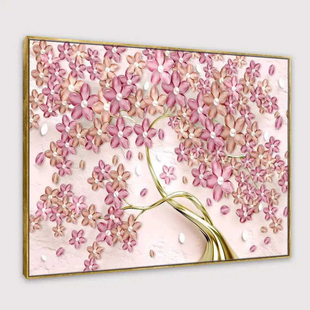 Tree Of Dreams Pink Landscape Canvas Wall Painting With Frame