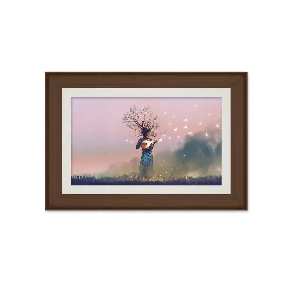 Tree Playing Magical Music Framed Wall Painting
