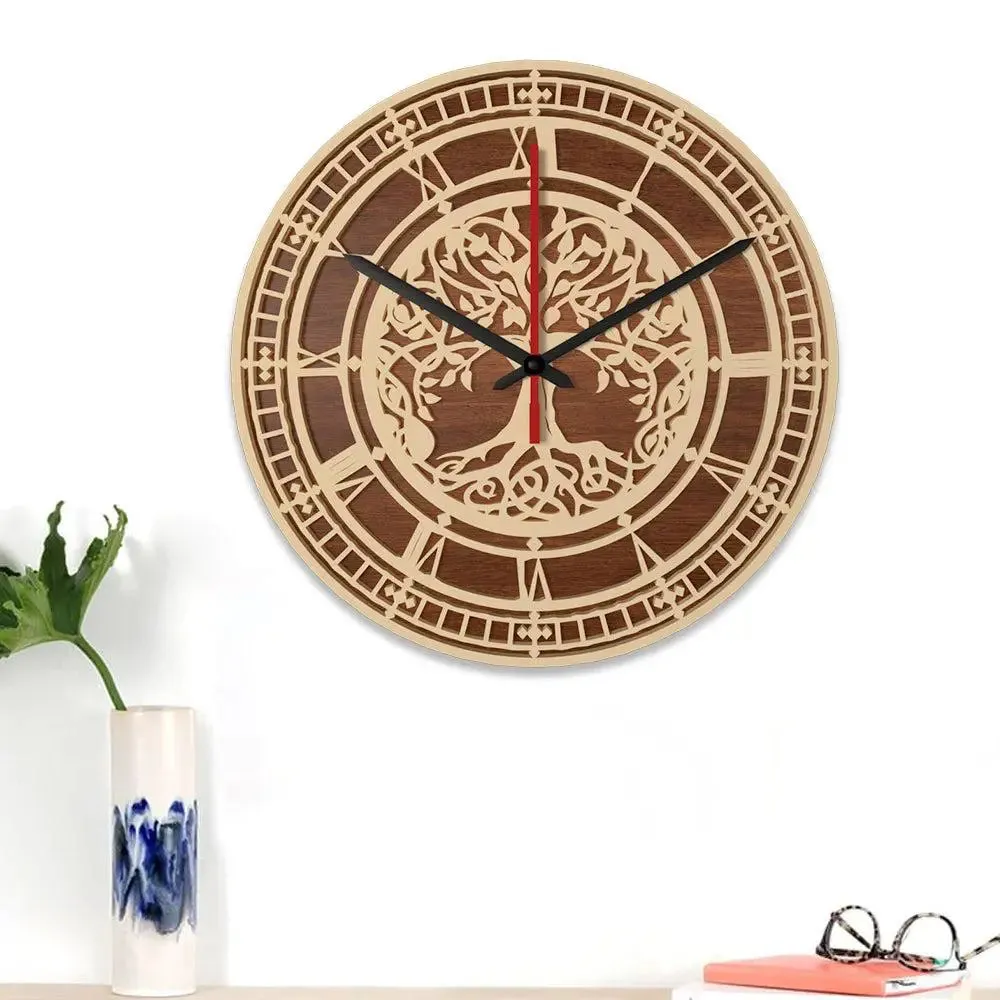 Tree Vintage Designer Dual Layer Wooden Wall Clock