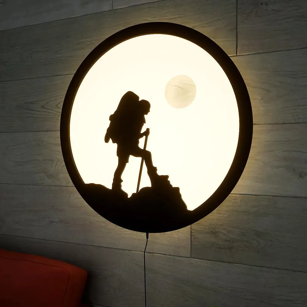 Trekking Night LED Backlit Acrylic Wall Art