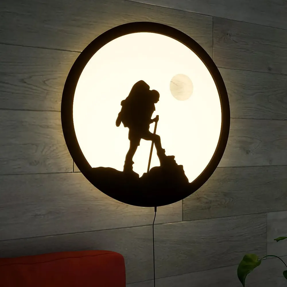 Trekking Night LED Backlit Acrylic Wall Art