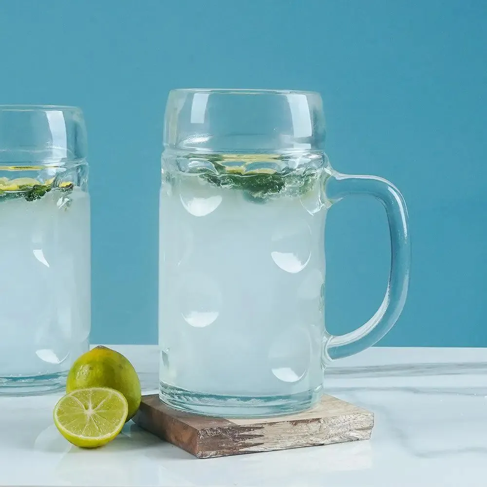 Trendy Tapered Premium Glass Beer Mug With Sturdy Handle (0.5 Ltr) Set of 2