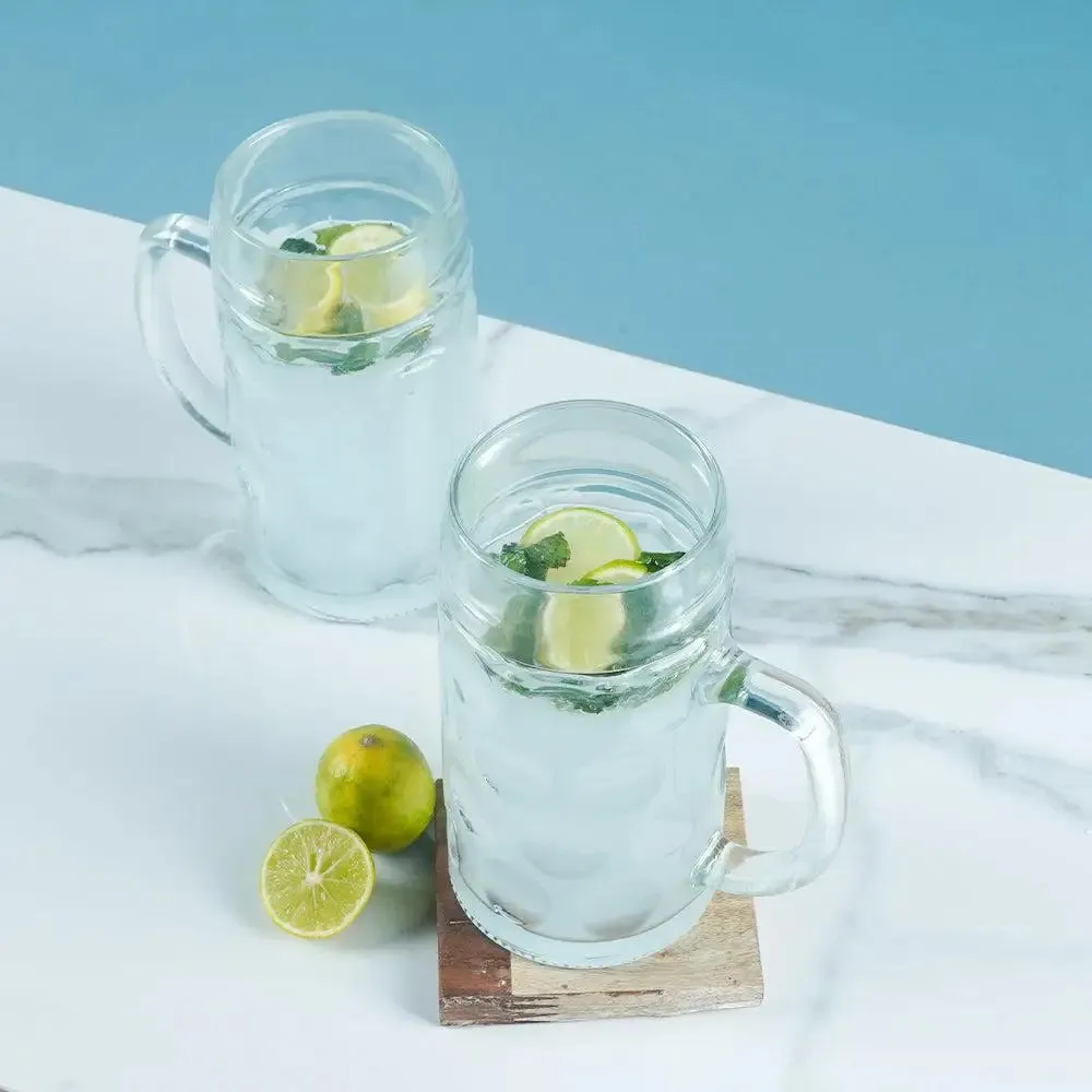 Trendy Tapered Premium Glass Beer Mug With Sturdy Handle (0.5 Ltr) Set of 2