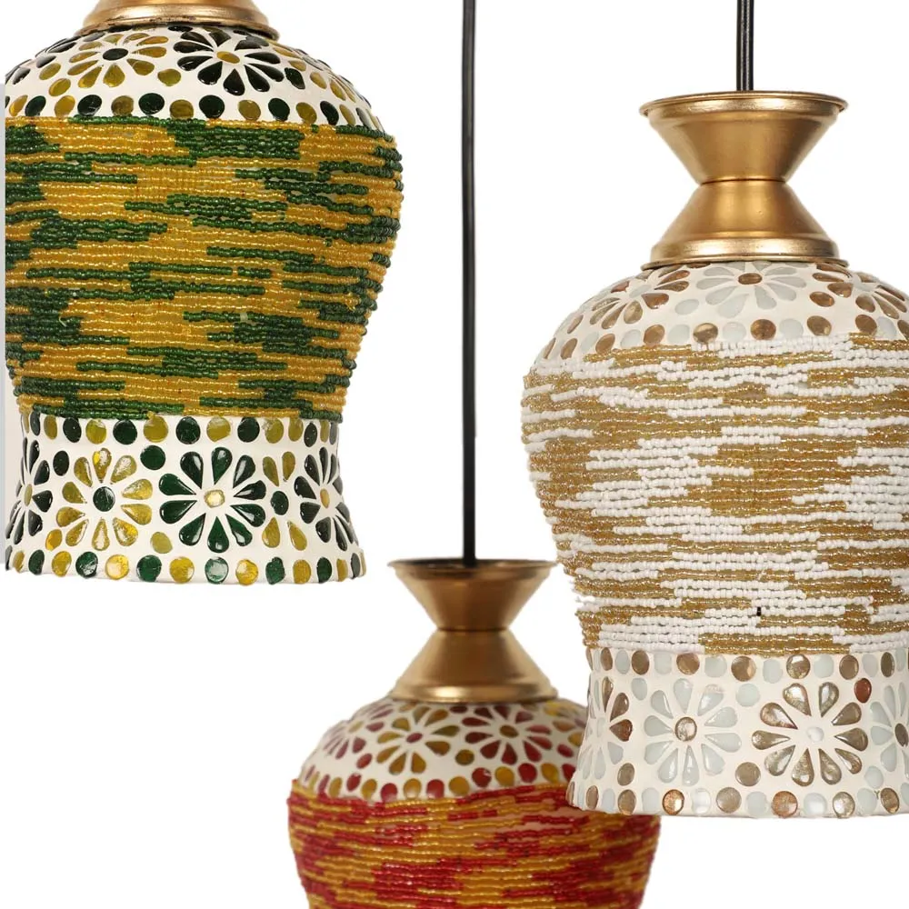 Tri-color Handmade Glass Floral Design Tri-color Cluster Hanging Light Single Piece