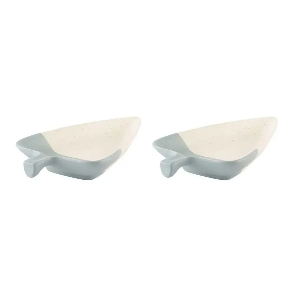 Triangle White &amp; Grey Serving Platter Set Of 2