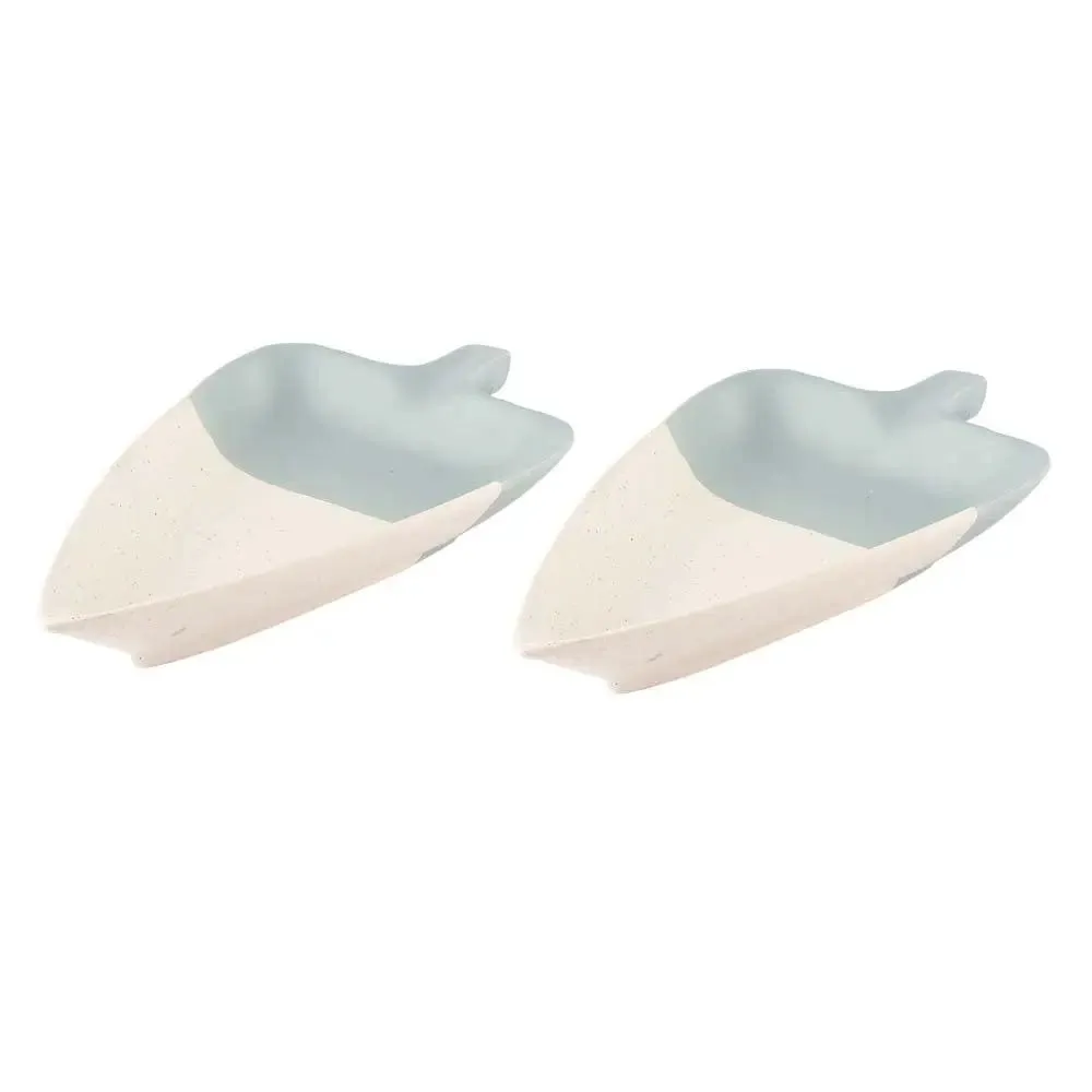 Triangle White &amp; Grey Serving Platter Set Of 2