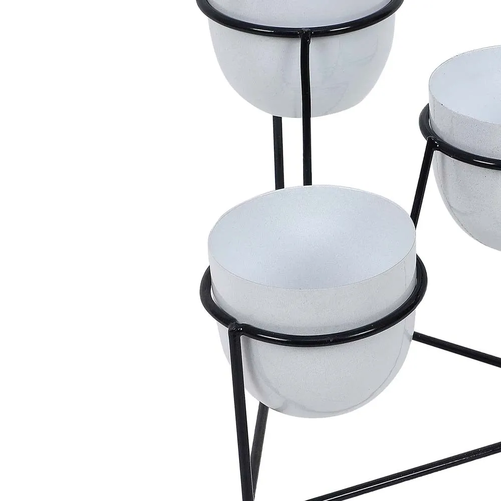 Triangular Black & White Metal Planter Stand