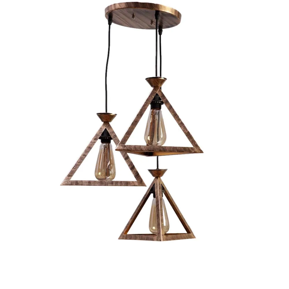 Triangular Wooden Club Cluster Hanging Lights
