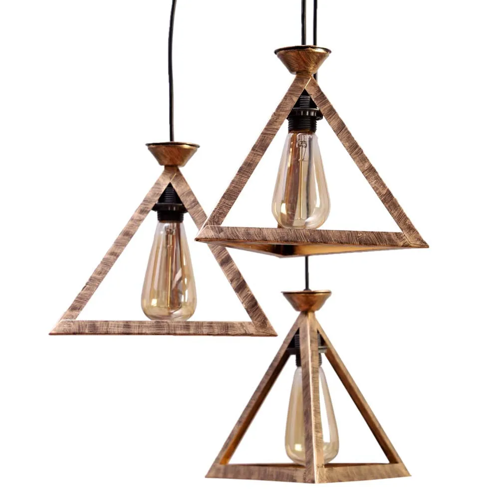 Triangular Wooden Club Cluster Hanging Lights